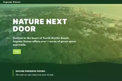 A screen recording of the Ingram Dunes landing page.